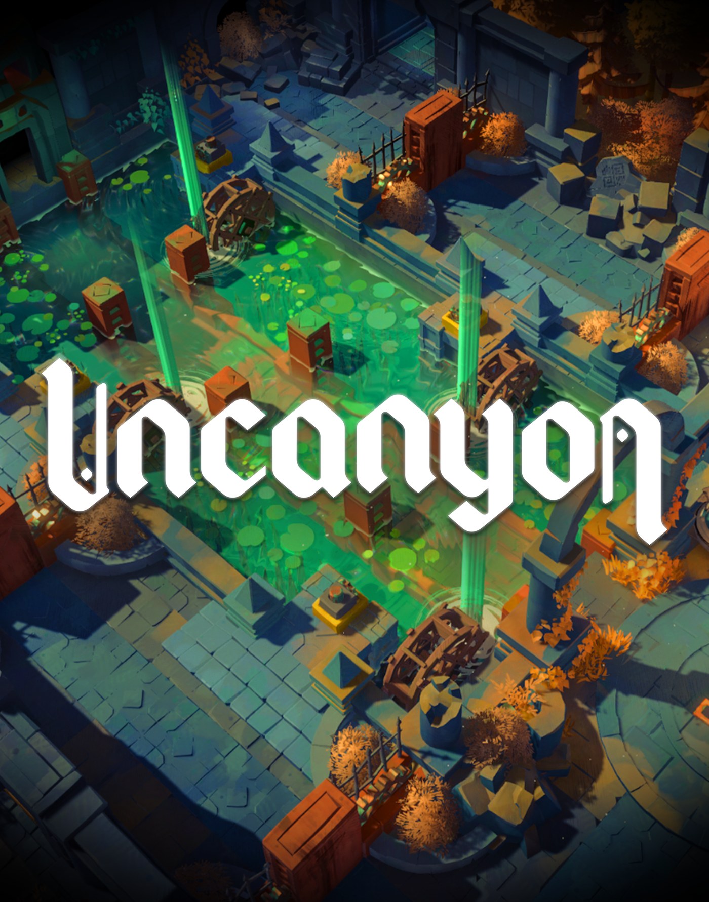 Official Uncanyon key art showing the game title above a layered stone environment.